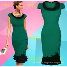 Elegant Ladies Teal Short Sleeve Fishtail Fashion Dress (103)